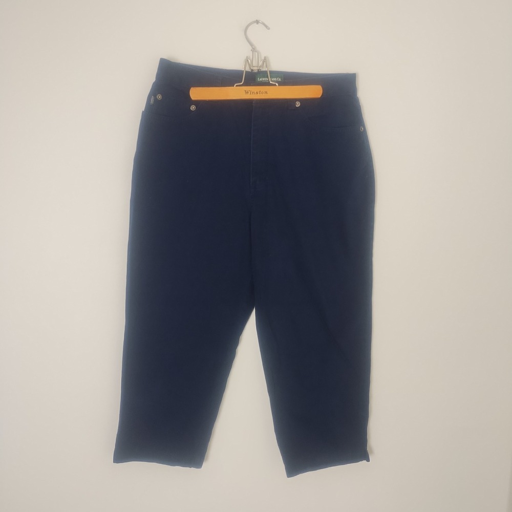 Lauren Jeans Co Ralph Lauren Capri Pants Womens 12P Navy Blue Cotton Preppy